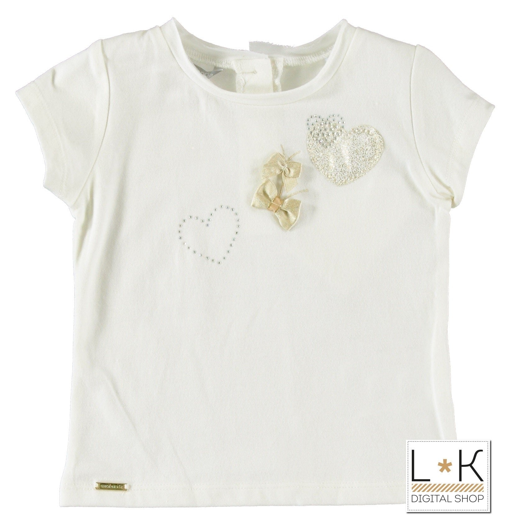 T-shirt Con strass Panna Neonata Sarabanda U211 - SARABANDA - LuxuryKids