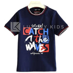 T-shirt cotone 'Catch the waves' Neonato Blu Sarabanda J825 - SARABANDA - LuxuryKids