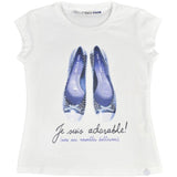 T-Shirt in Cotone Bianco con Stampa Bambina Take Two M02697 - TAKE TWO - LuxuryKids