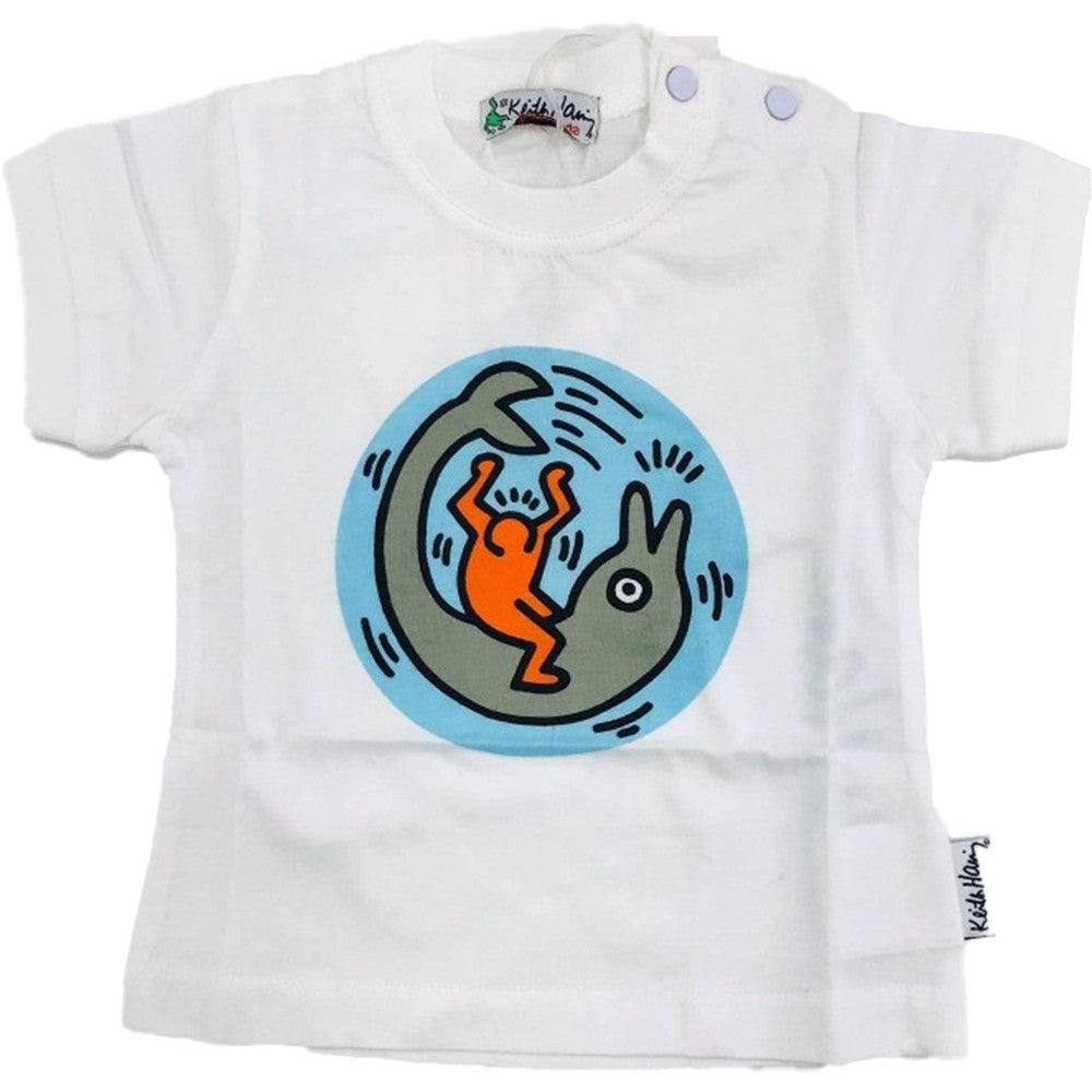 T-Shirt in Cotone Bianco con Stampa Neonato Sarabanda E526 - SARABANDA - LuxuryKids
