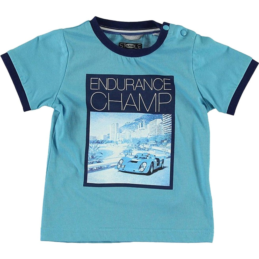 T-Shirt in Cotone Celeste con Stampa Bambino Sarabanda Q515 - SARABANDA - LuxuryKids