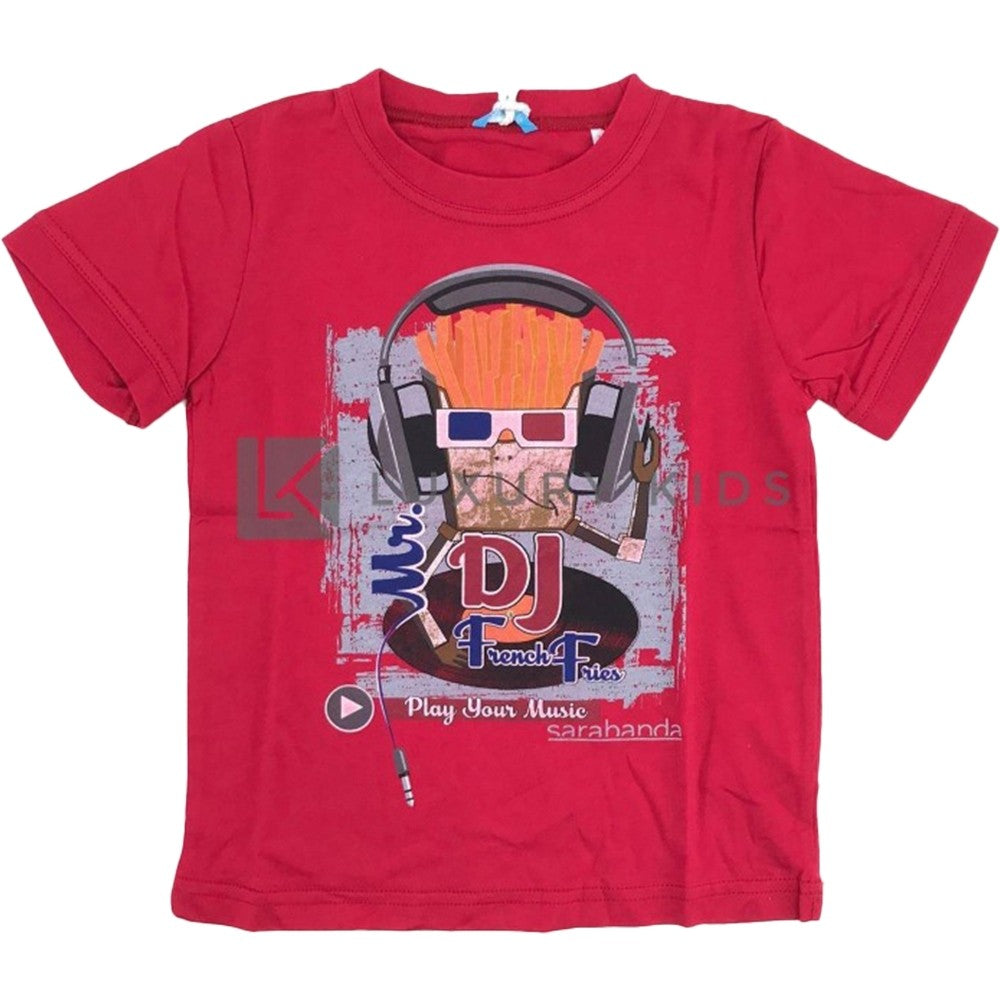 T-Shirt in Cotone Rosso con Stampa Bambino Sarabanda G859 - SARABANDA - LuxuryKids