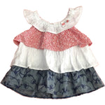 Top con Balze Neonata Rosso-Bianco-Blu Sarabanda E552 - SARABANDA - LuxuryKids