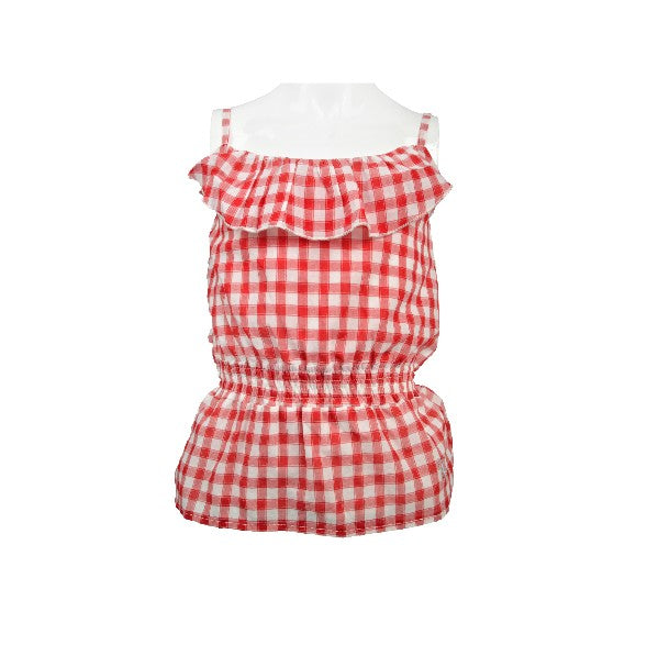 Top in Cotone a Quadretti Rosso-Bianco Bambina Fix Design FC2606 - FIX DESIGN - LuxuryKids