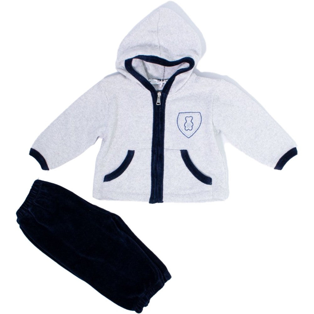 Tuta in Caldo Cotone Grigio-Blu Neonato Ninnaoh I15229 - NINNAOH - LuxuryKids