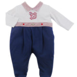 Tutina Intera Cotone Con Ancora Mare Bianco e Blu Neonato NINNAOH E21224T - NINNAOH - LuxuryKids