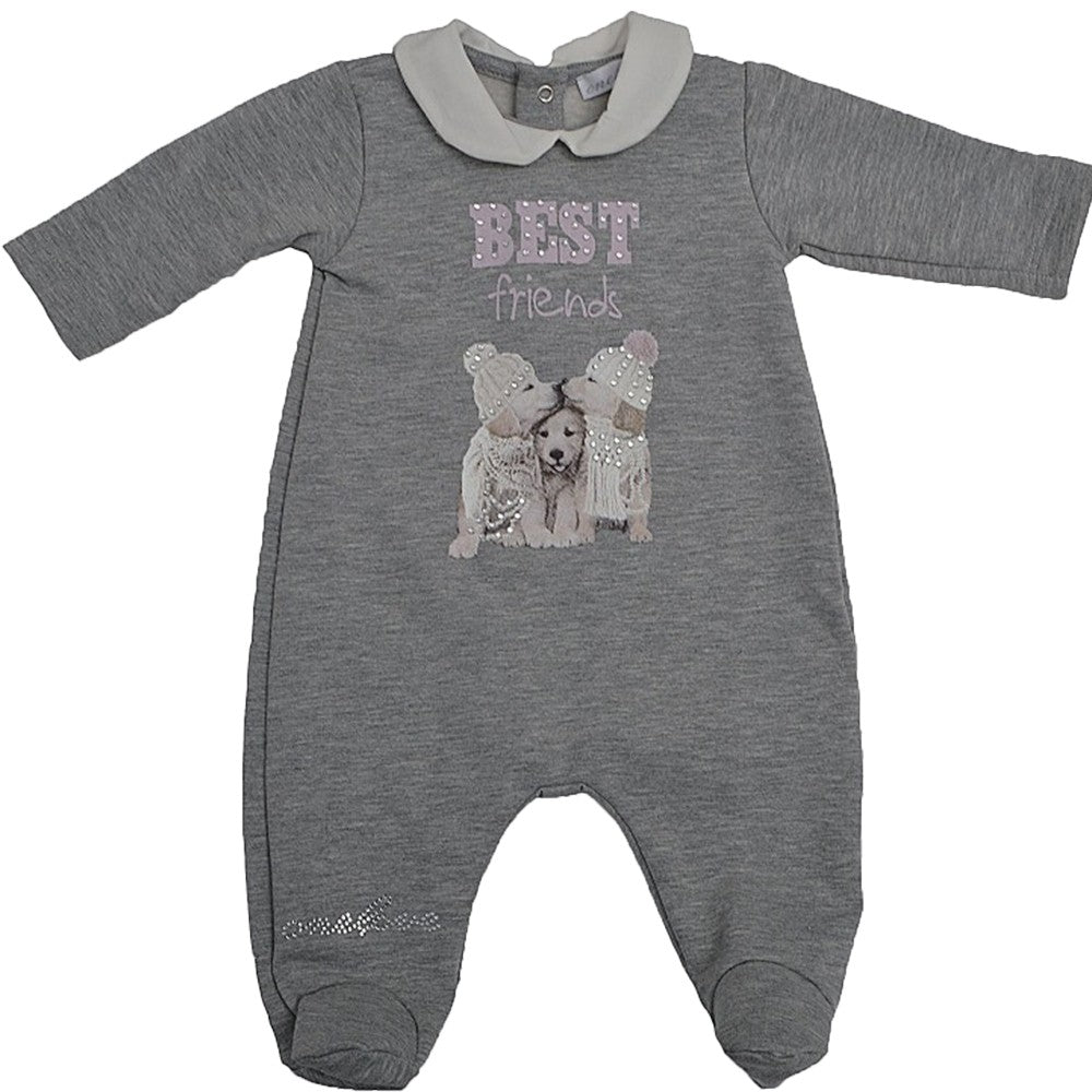 Tutina Intera in Caldo Cotone Grigio Neonata One Love 304F201 - ONE LOVE - LuxuryKids