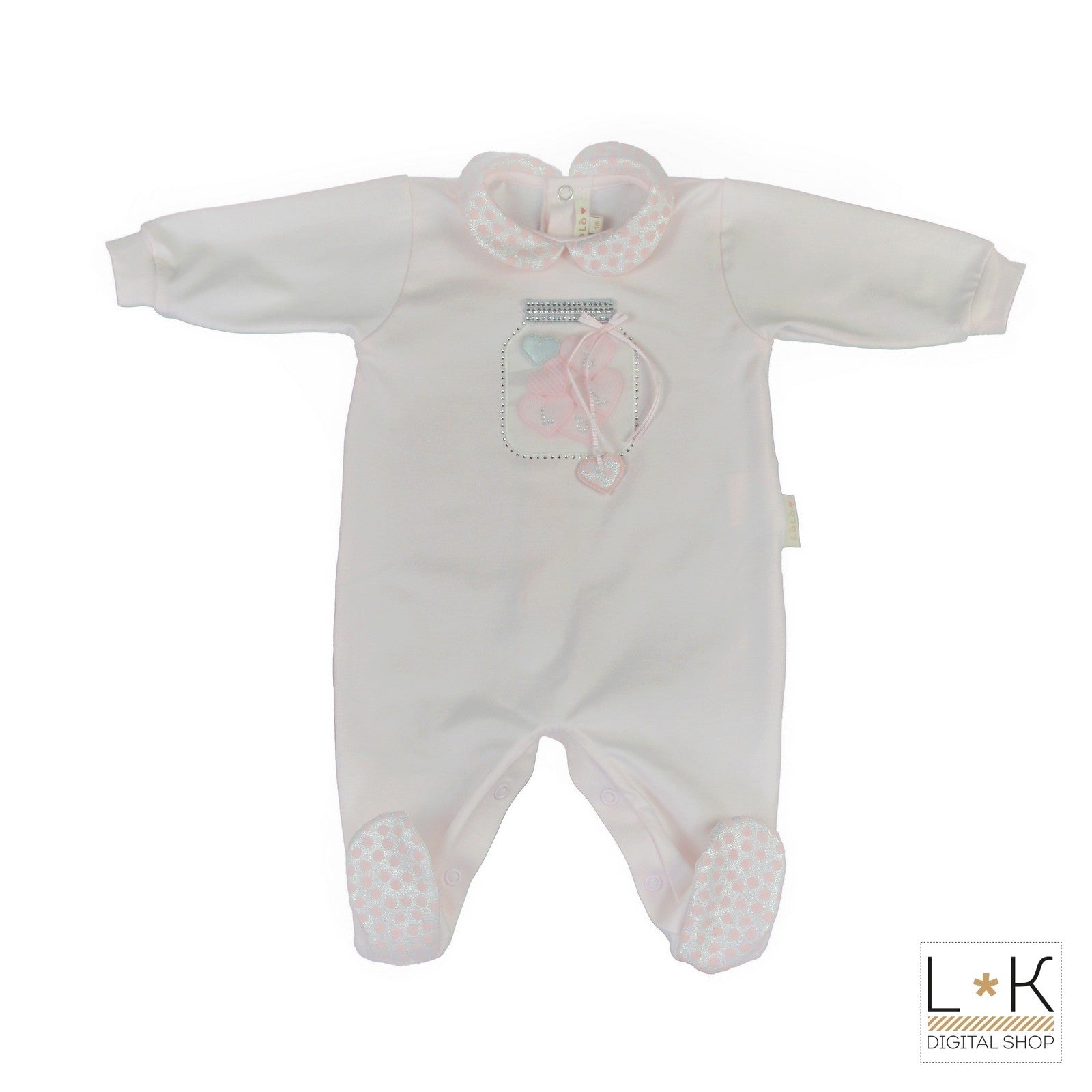Tutina Intera In Ciniglia Rosa Neonata Lolo' 7078-1 - LOLO' - LuxuryKids