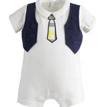 Tutina Intera Mezze Maniche in Cotone Bianca Neonato MINIBANDA 2686 - MINIBANDA - LuxuryKids