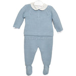 Tutina spezzata in caldo Cotone Verde Acqua con Body Per Neonato Paloma de la O ZI8P01 - PALOMA DE LA O - LuxuryKids