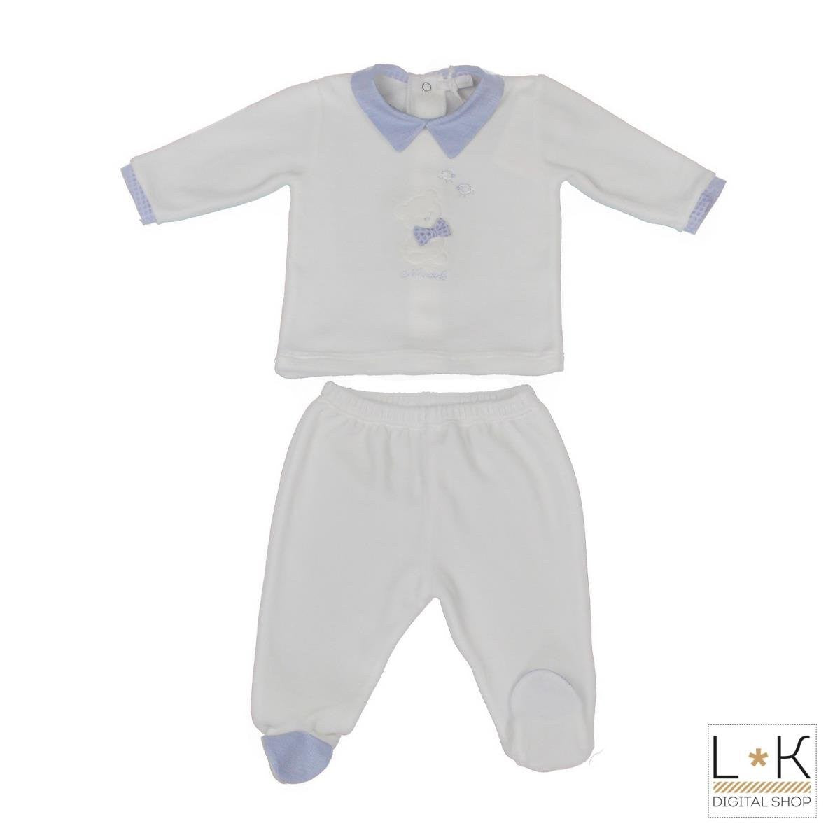 Tutina Spezzata In Ciniglia Panna Neonato Ninnaoh I17228CC - NINNAOH - LuxuryKids