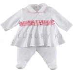 Tutina Spezzata In Cotone A poise Bianco Neonata Ninnaoh E2016C - NINNAOH - LuxuryKids