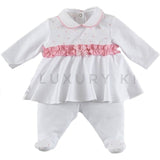 Tutina Spezzata In Cotone A poise Bianco Neonata Ninnaoh E2016C - NINNAOH - LuxuryKids