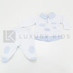 Tutina Spezzata In Cotone Bianca E Azzurra Con Aereoplanini Neonato LA SARTORIA DEI PICCOLI LS751 - LA SARTORIA DEI PICCOLI - LuxuryKids