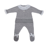Tutina Spezzata in Filo Di Cotone Grigia Con Colletto Bianco Neonata DR KID DK101 - DR.KID - LuxuryKids
