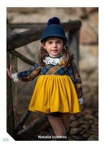 Vestito In Caldo Cotone Senape Bambina MIMOSA NATALIA-00 - MIMOSA - LuxuryKids