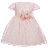 Vestito Elegante Plumetis Battesimo Rosa Neonata ALESSANDRO MARTINEZ AM1635F - ALESSANDRO MARTINEZ - LuxuryKids