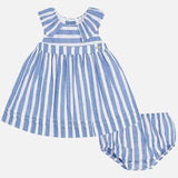 Vestito in misto lino a righe con culotte neonata 1835 Mayoral - MAYORAL - LuxuryKids