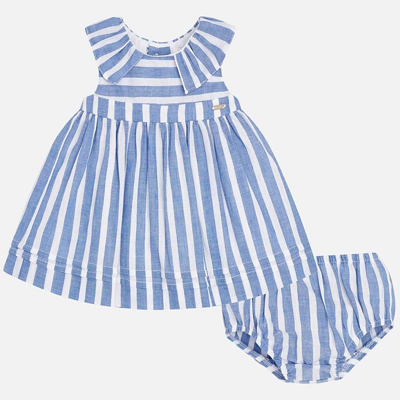 Vestito in misto lino a righe con culotte neonata 1835 Mayoral - MAYORAL - LuxuryKids