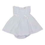 Vestito In Plumetis Con Culotte in Cotone Bianco Neonata Dr Kid DK106 - DR.KID - LuxuryKids