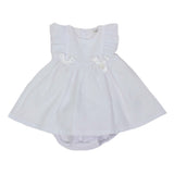 Vestito In Plumetis Con Culotte in Cotone Bianco Neonata Dr Kid DK106 - DR.KID - LuxuryKids