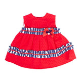 Vestito Smanicato In Plumetis Rosso Neonata DEL SUR 0375 - DEL SUR - LuxuryKids