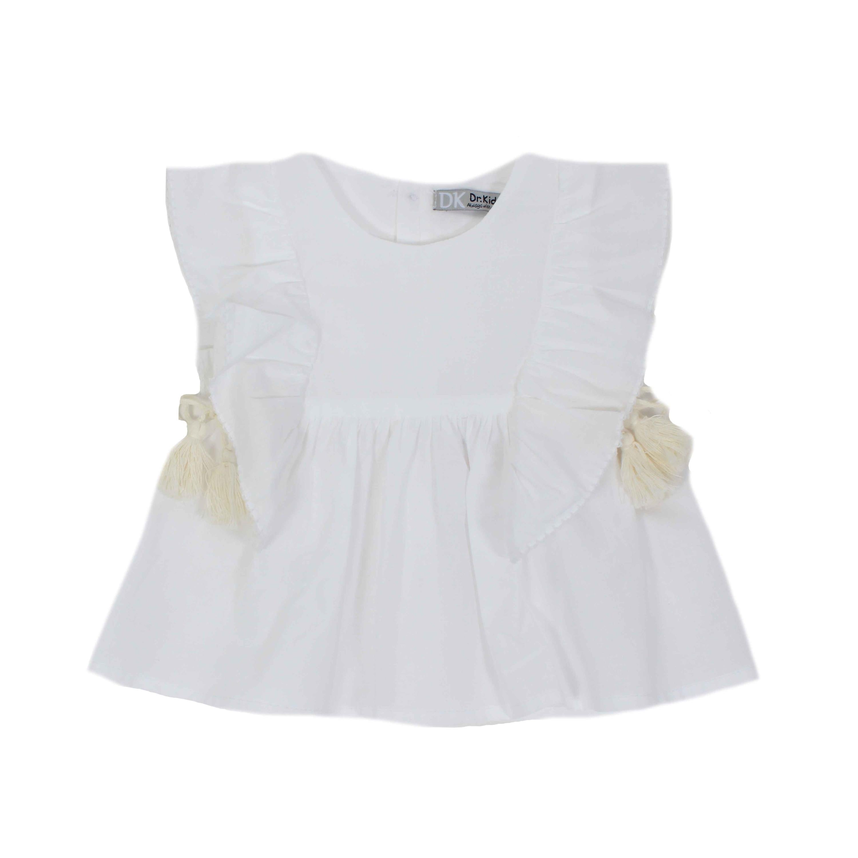 Camicia In Cotone Con Lacci e Nappine Bianco Neonata DR KIDS DK354 - DR.KID - LuxuryKids