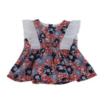 Camicia In Cotone Fantasia Floreale Rosso-Blu Bambina DR KID DK340 - DR.KID - LuxuryKids