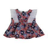 Camicia In Cotone Fantasia Floreale Rosso-Blu Bambina DR KID DK340 - DR.KID - LuxuryKids