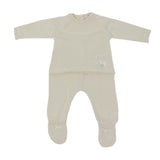 Tutina Spezzata In Filo DI Cotone Panna Neonati A&J 113 - A&J - LuxuryKids