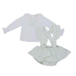 Completo 2 Pezzi In Cotone Camicia E Culotte Verde-Bianco A&J 163C - A&J - LuxuryKids
