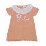 Vestito In Filo Di Cotone Rosa Salmone Neonata A&J 134 - A&J - LuxuryKids