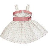 Vestito Elegante Cerimonia in Plumetis Bianco-Rosso Neonata GOY AND ZAZA V5GC-E - GOY AND ZAZA - LuxuryKids