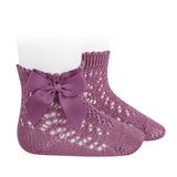 Calzini In Filo Di Cotone Corti Traforati Con Fiocco Neonata CONDOR 519 - Condor - LuxuryKids