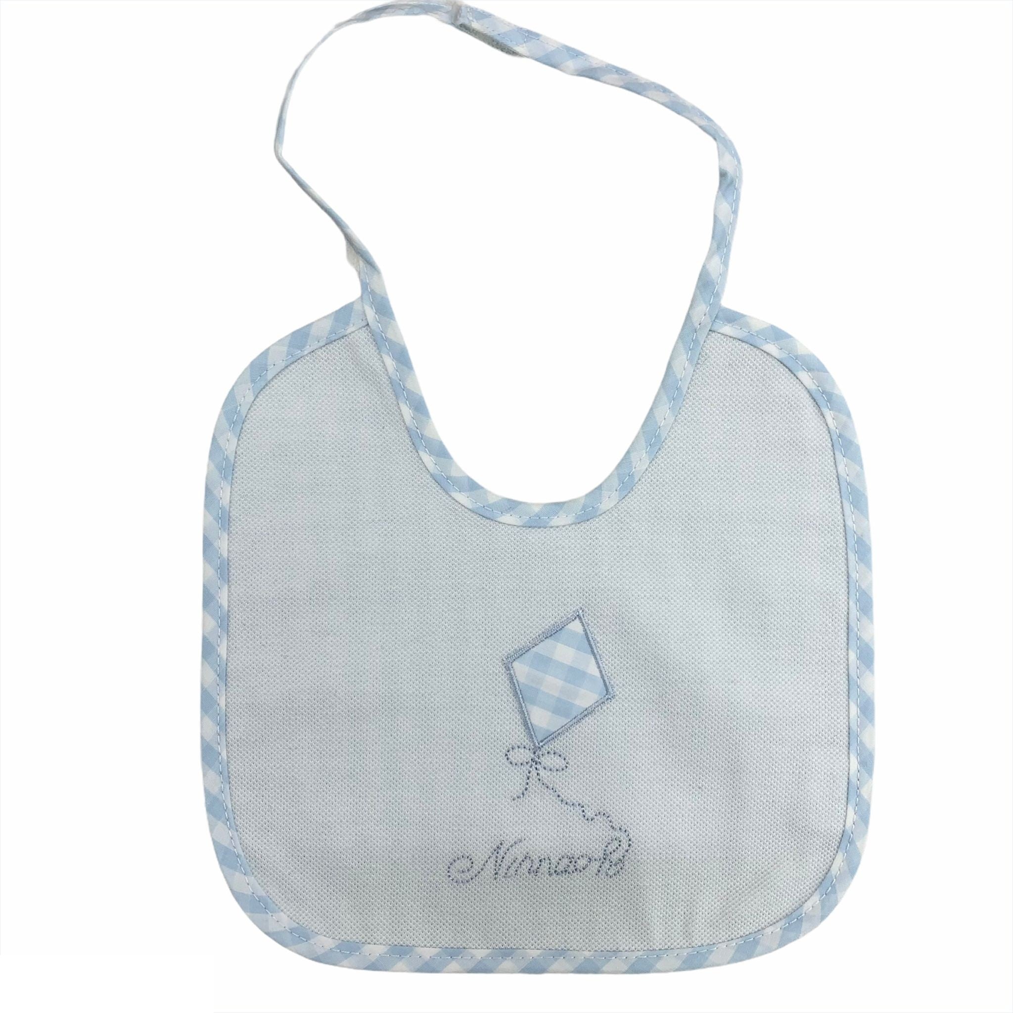 Bavetta in Cotone Bianco-Celeste Neonato Ninnaoh E15BA206 - NINNAOH - LuxuryKids