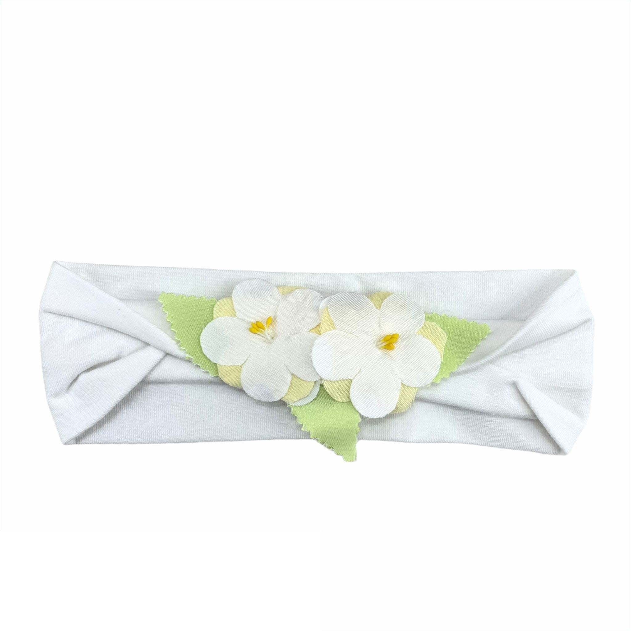 Fascia Elastica In Cotone Con Applicazione Di Fiori Bianca Neonata NINNAOH E17144 - NINNAOH - LuxuryKids