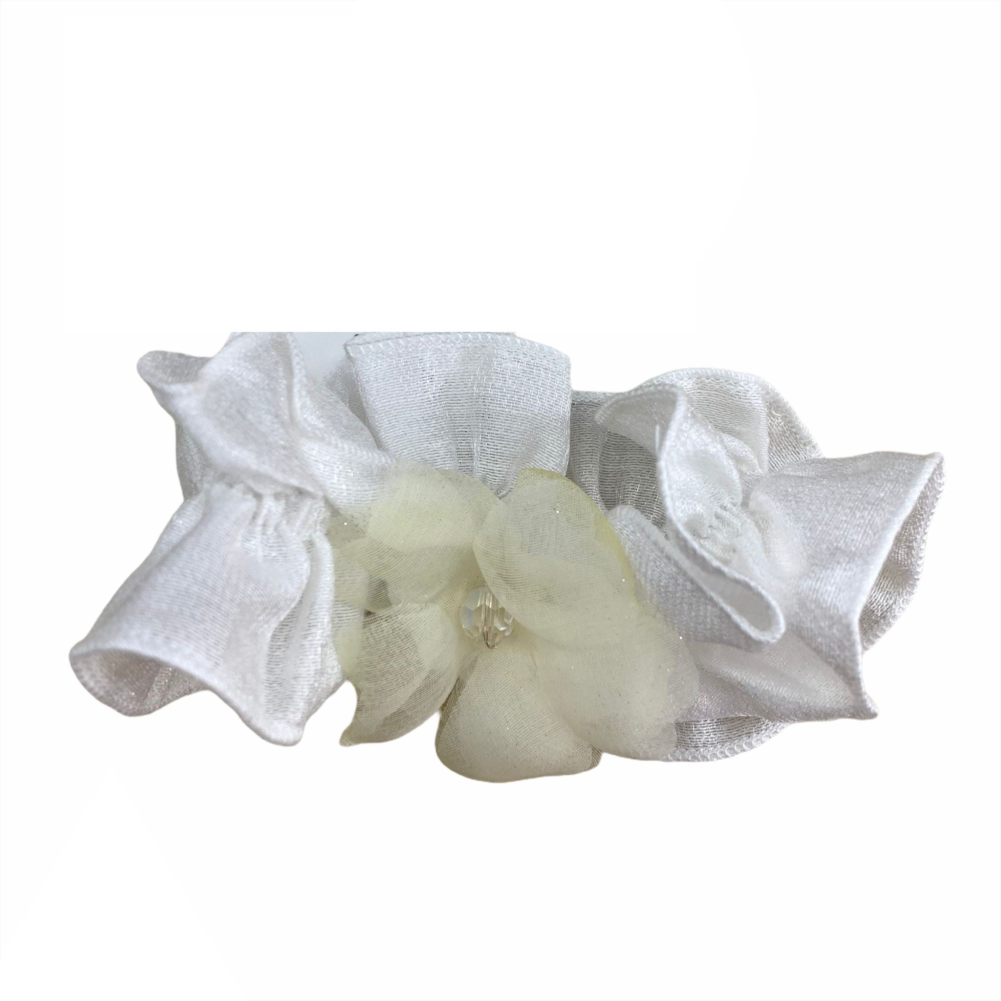 Fascia Elastica In Taffetà Panna Con Fiore Giallo Neonata MON AMOUR 503 - MON AMOUR - LuxuryKids