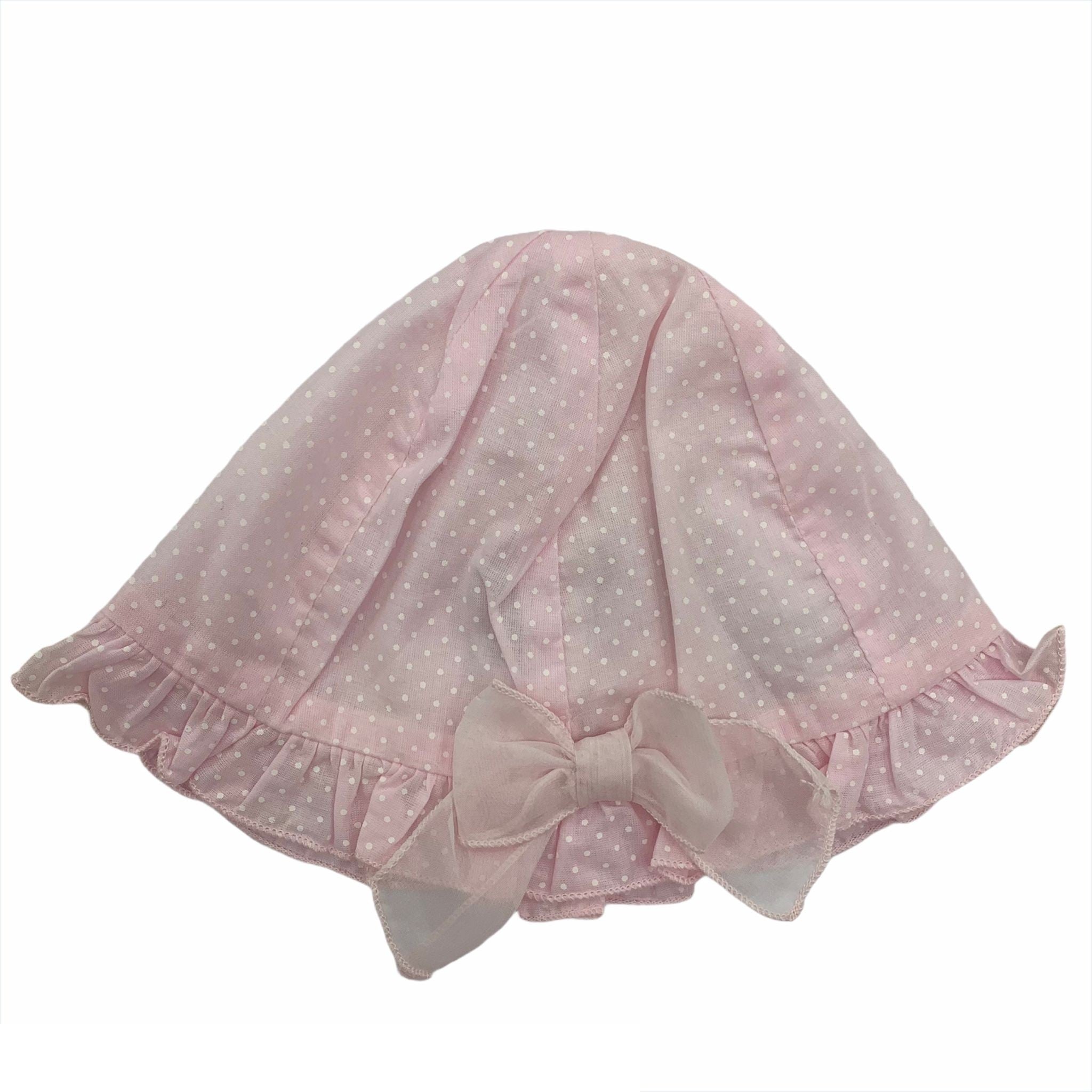 Cappello Modello Pescatore In Cotone Rosa A Pois Neonata NNINNAOH E1564 - NINNAOH - LuxuryKids
