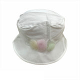 Cappello Modello Pescatore In Rasatello Di Cotone Bianco Con Fiori Multicolour Neonata NNINNAOH E1514 - NINNAOH - LuxuryKids