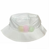 Cappello Modello Pescatore In Rasatello Di Cotone Bianco Con Fiori Multicolour Neonata NNINNAOH E1514 - NINNAOH - LuxuryKids