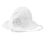 Cappello Pescatore in Lino con Ricamo Fiori Neonata Bianco Il Trenino PESCATORE4 - IL TRENINO - LuxuryKids