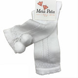 Calzino Lungo Traforato Con Pon-pon Bambina Bianco MEIA PATA 1030M - MEIA PATA - LuxuryKids