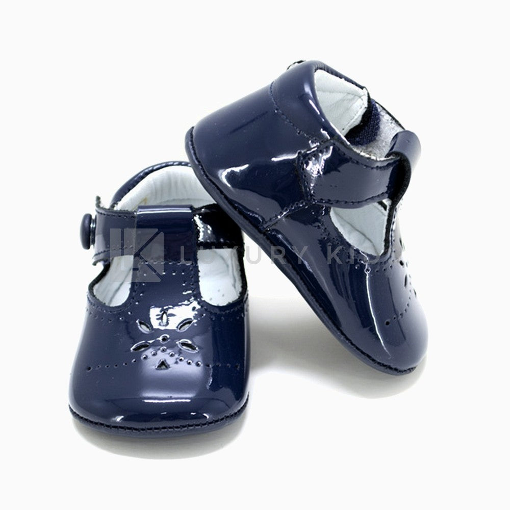 Scarpe Da Culla con Occhielli in Vernice Neonato  Panyno A2218 - PANYNO - LuxuryKids