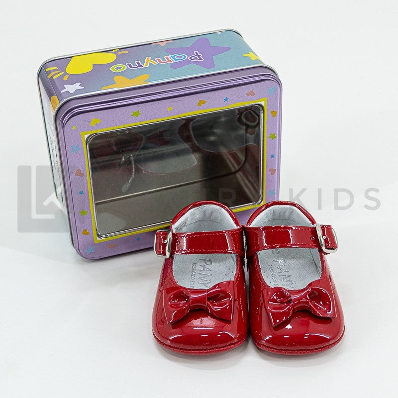 Scarpa Da culla In Vernice Con Fiocco Rosso-Blu Neonata Panyno A2212 - PANYNO - LuxuryKids