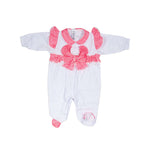 Tutina In Cotone Bianca Con Rouches Rosa LA SARTORIA DEI PICCOLI LT907 - LA SARTORIA DEI PICCOLI - LuxuryKids