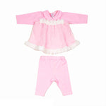 Completo 2 Pezzi In Cotone Rosa Con Applicazioni Neonata LA SARTORIA DEI PICCOLI LV904 - LA SARTORIA DEI PICCOLI - LuxuryKids