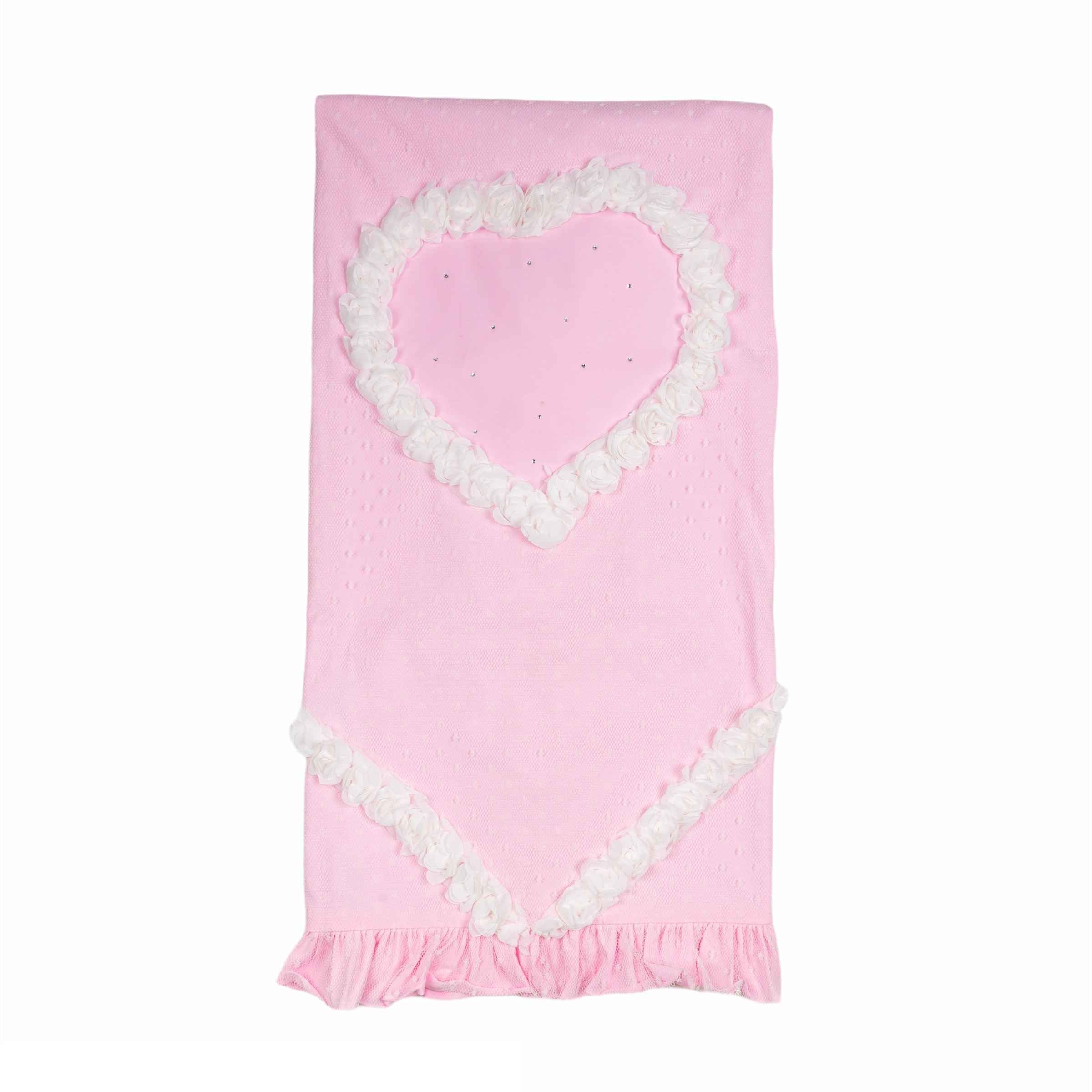 Coperta Imbottita Cotone Rosa E Tulle Ricamato Neonata LA SARTORIA DEI PICCOLI LC904 - LA SARTORIA DEI PICCOLI - LuxuryKids
