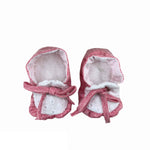Scarpette Da Culla In Lino Rosa E Pizzo Neonata LA SARTORIA DEI PICCOLI LSC907 - LA SARTORIA DEI PICCOLI - LuxuryKids