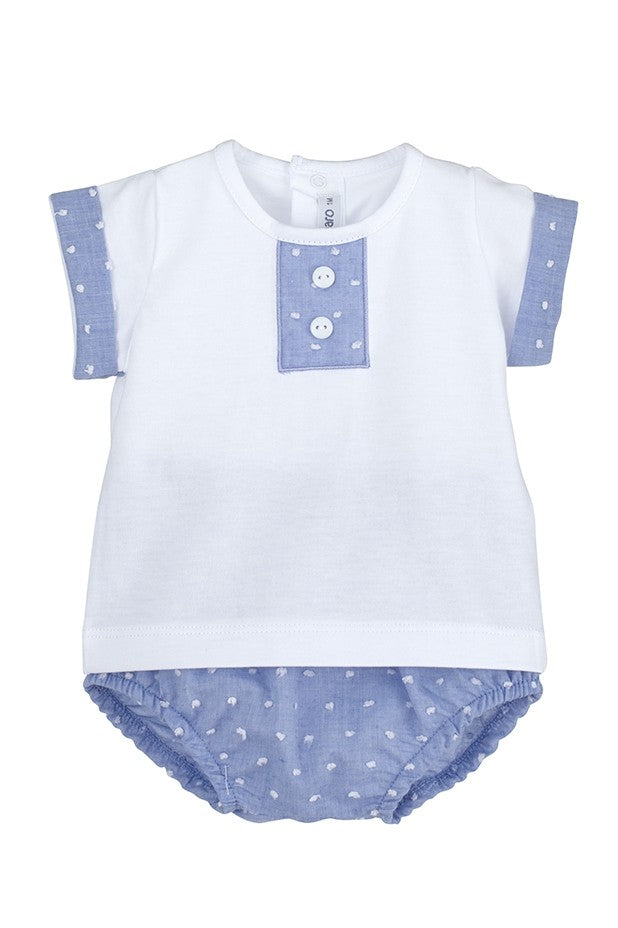 Completo 2 Pezzi Con Maglia Mezza Manica E Culotte Neonato CALAMARO 17608 - CALAMARO - LuxuryKids