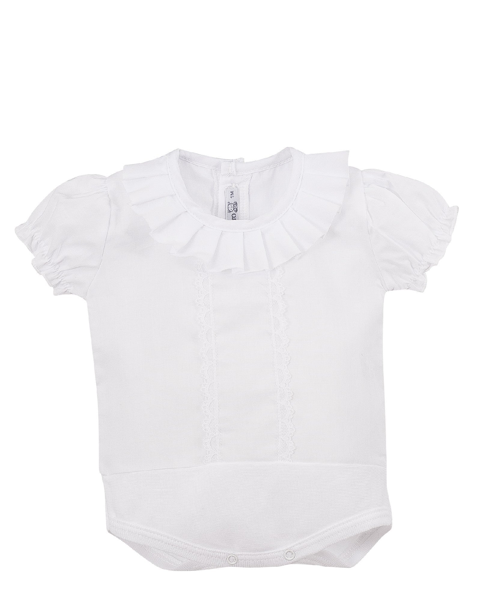 Camicia A Body Mezza Manica In Cotone Con Colletto Bianca Neonata CALAMARO 19064 - CALAMARO - LuxuryKids